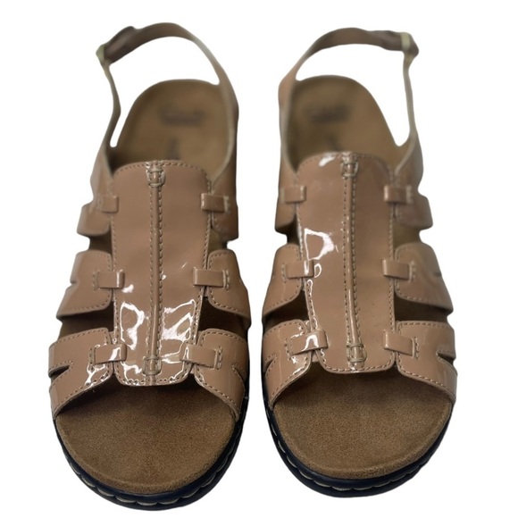 Collection By Clarks Women’s Nude Colored Patent Lightweight Heeled Sandals - Picture 9 of 9